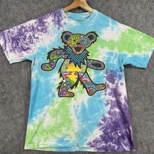 Liquid Blue Shirt Mens Medium Tie Dye Grateful Dead Bear Graphic Tee Music